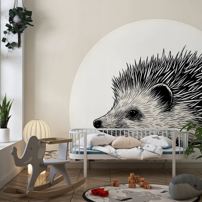 Papel de parede quarto bebê | Ouriço delicado sob a lua