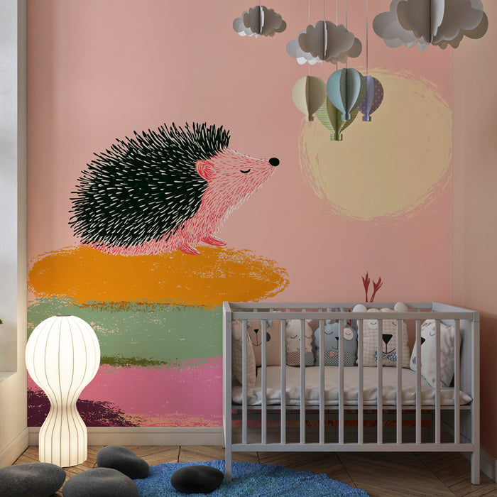 Papel pintado infantil | Erizo durmiendo bajo el sol