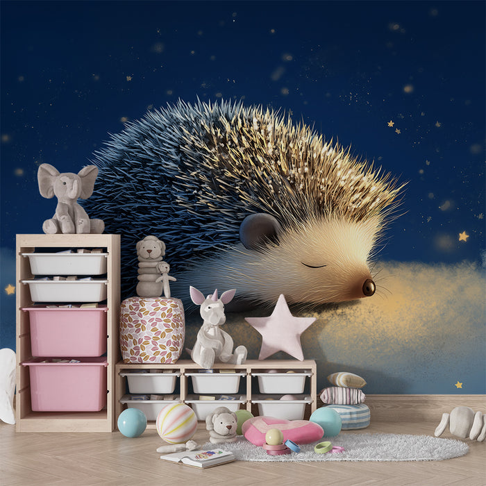Barntapet | Sovande igelkott under en stjärnklar himmel