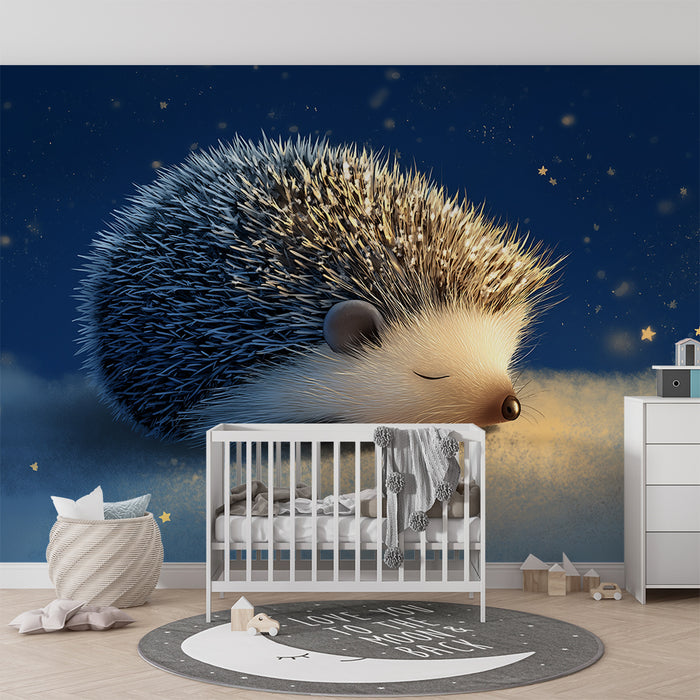 Barntapet | Sovande igelkott under en stjärnklar himmel