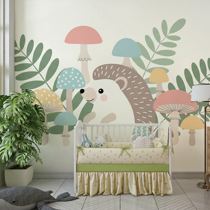 Papel pintado infantil | Erizo lindo rodeado de setas coloridas