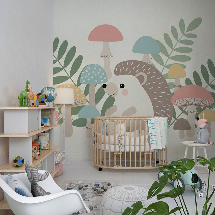 Papel pintado infantil | Erizo lindo rodeado de setas coloridas