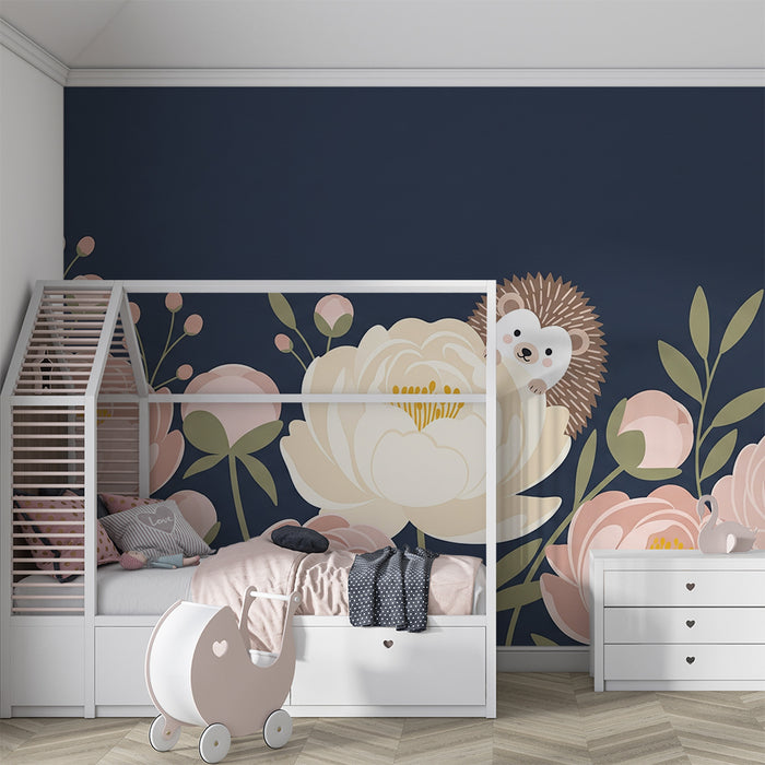 Barntapet | Söt igelkott bland ömtåliga blommor