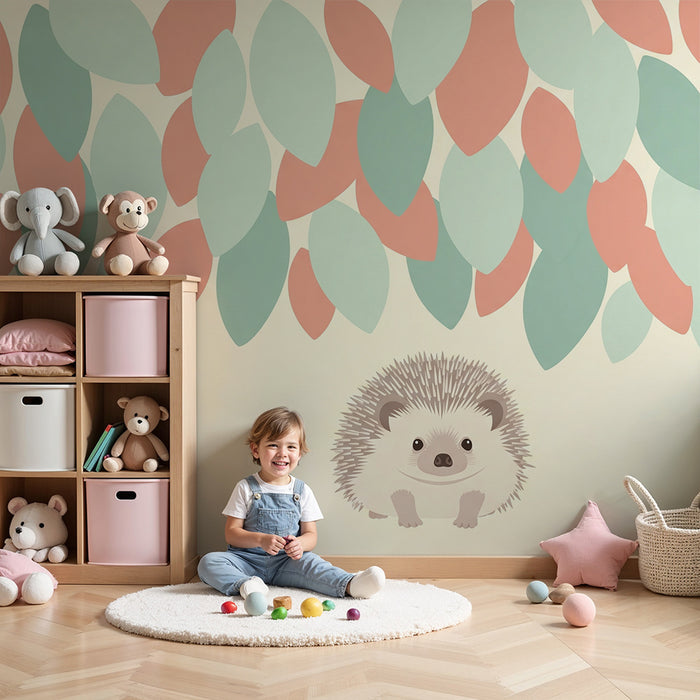 Barntapet | Söt igelkott under färgglada löv