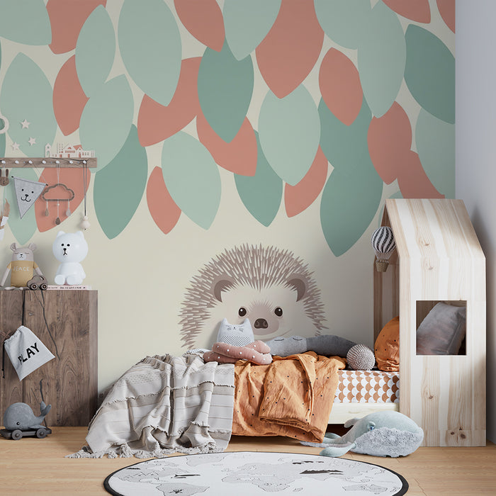 Barntapet | Söt igelkott under färgglada löv