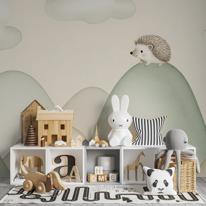 Lastenhuoneen tapetti | Siili pehmeillä vuorilla