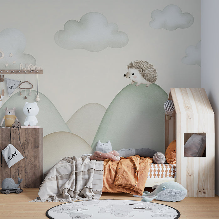 Lastenhuoneen tapetti | Siili pehmeillä vuorilla