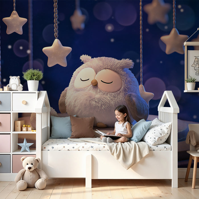 Papier de parede za bebe | Sanjivi sova ispod zvjezdane noći