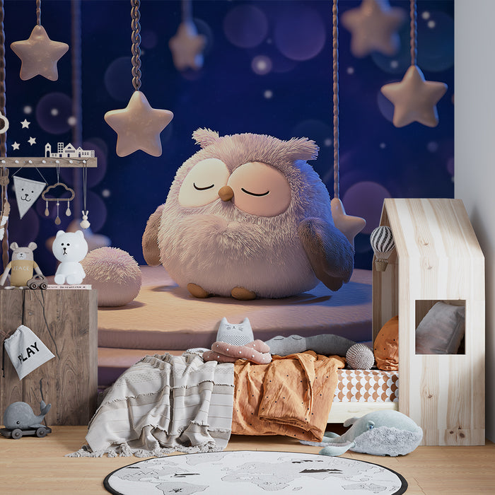 Papier de parede za bebe | Sanjivi sova ispod zvjezdane noći
