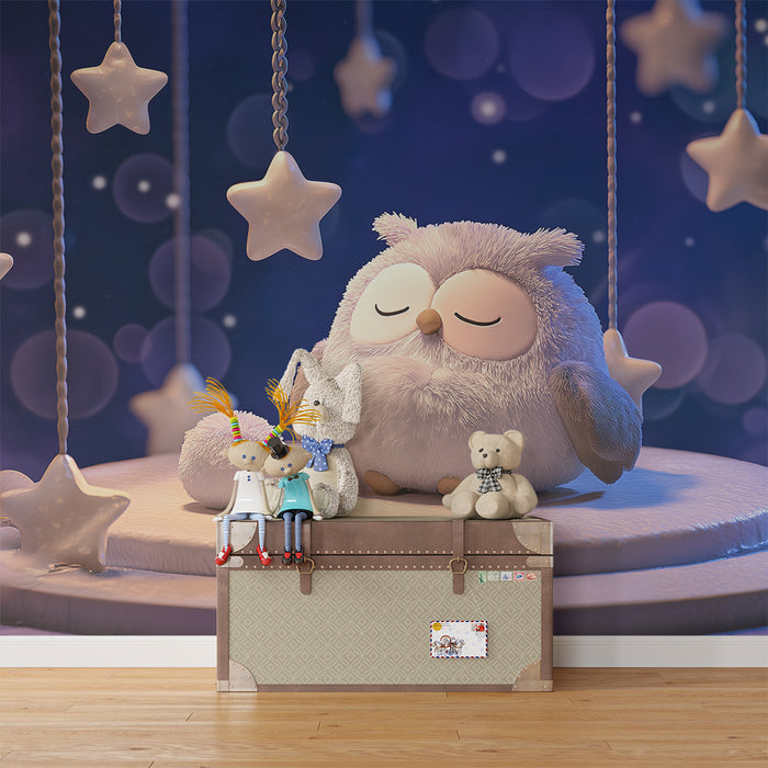 Papier de parede za bebe | Sanjivi sova ispod zvjezdane noći