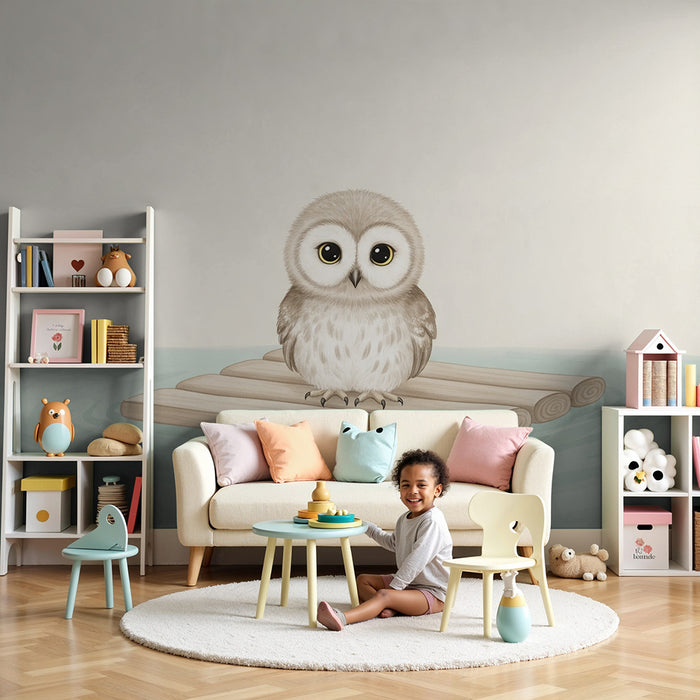 Barntapet | Söt uggla på en flotte