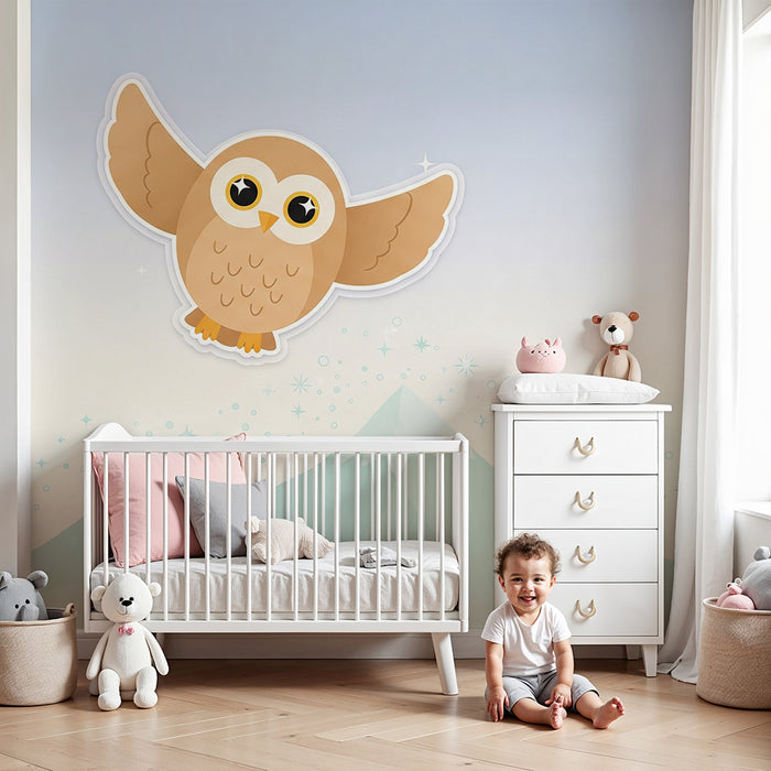 Paberi tapeet beebi tuba | Armas öökull lendab mägede kohal