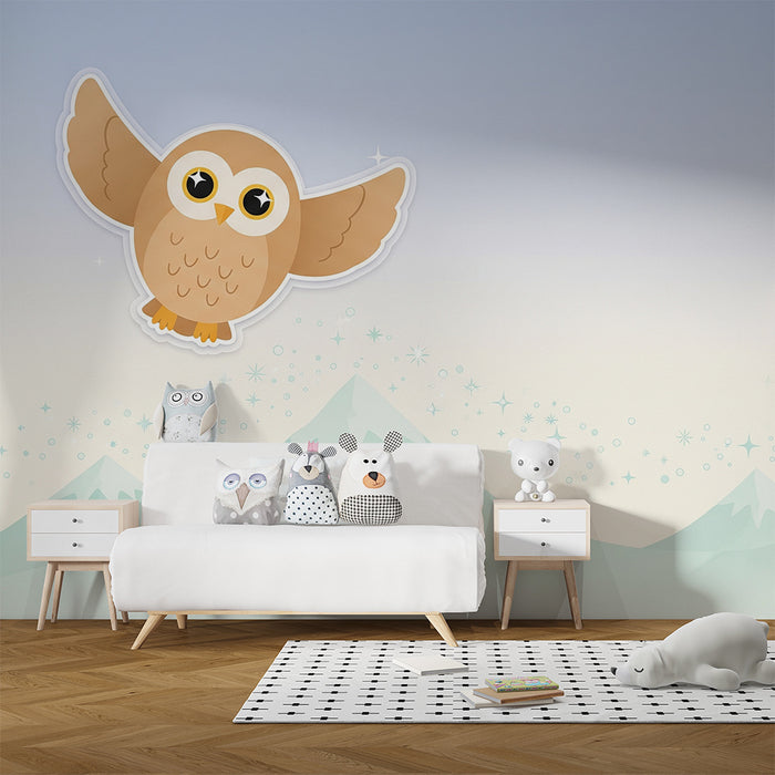 Paberi tapeet beebi tuba | Armas öökull lendab mägede kohal