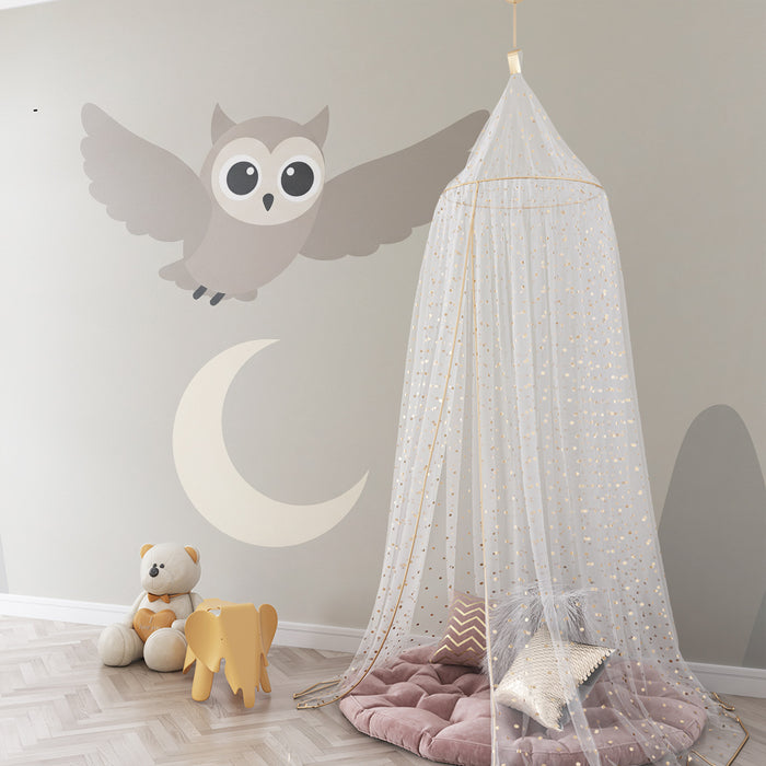 Lastenhuoneen tapetti | Söpö pöllö lentää kuun alla