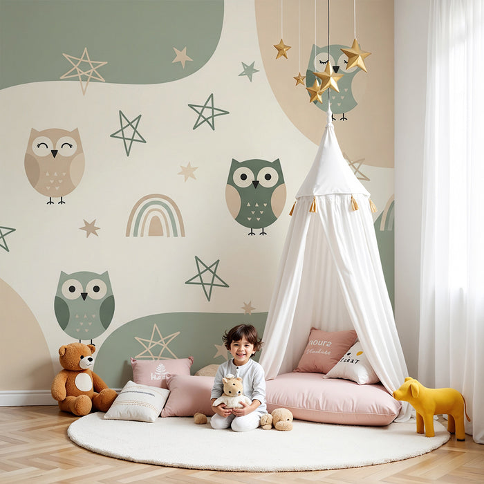 Barntapet | Söta ugglor och regnbågar