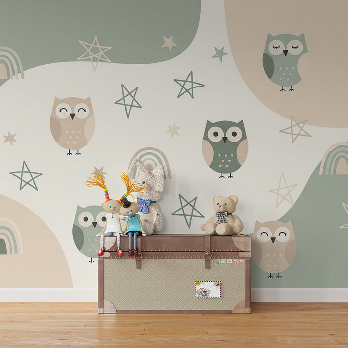 Barntapet | Söta ugglor och regnbågar