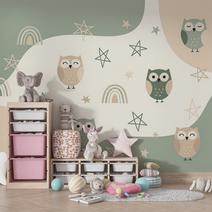 Barntapet | Söta ugglor och regnbågar