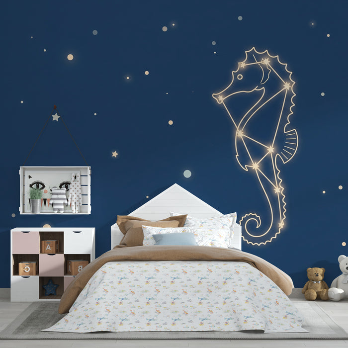 Papier peint chambre bébé | Hippocampe étoilé dans l'univers