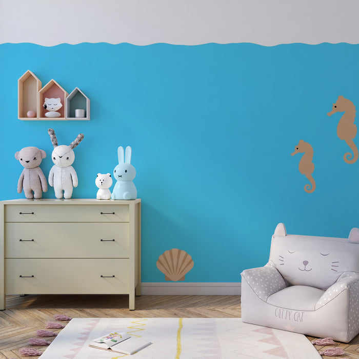 Papier peint chambre bébé | Hippocampes dans la mer