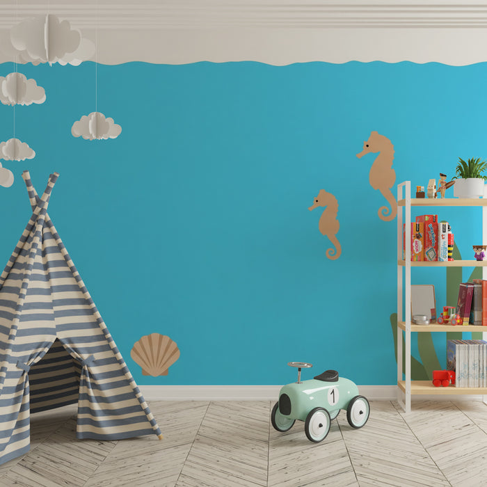 Papier peint chambre bébé | Hippocampes dans la mer