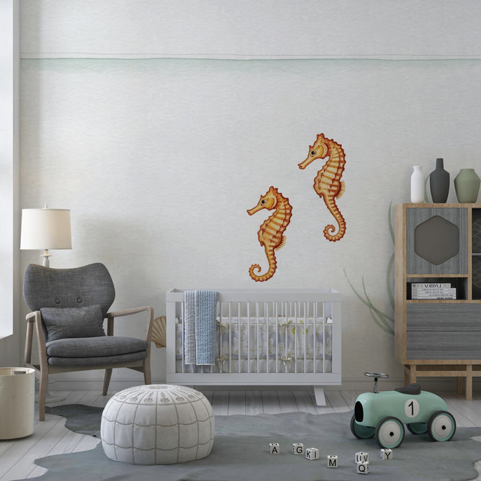 Carta da parati bambini | Ippocampi e dolce atmosfera marina