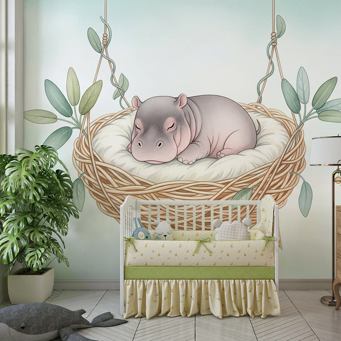 Papel de parede quarto bebê | Alvó körül alvó víziló