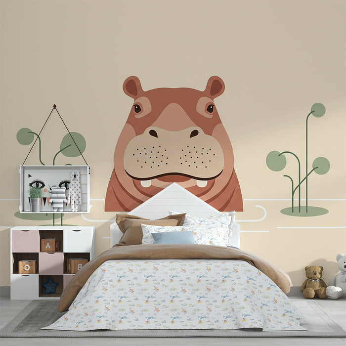 Barntapet | Söt flodhäst i lugn vattenmiljö