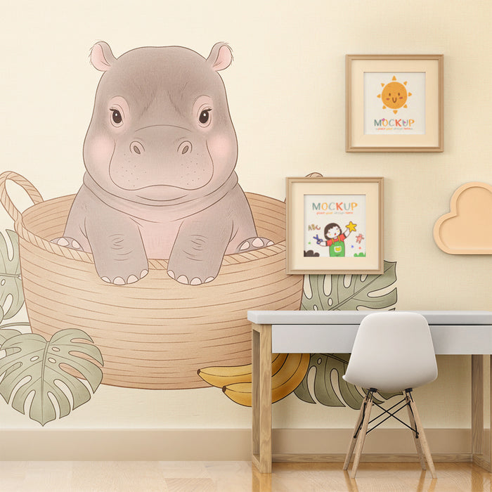 Papier de parede quarto bebê | Slonović simpatičan u košari