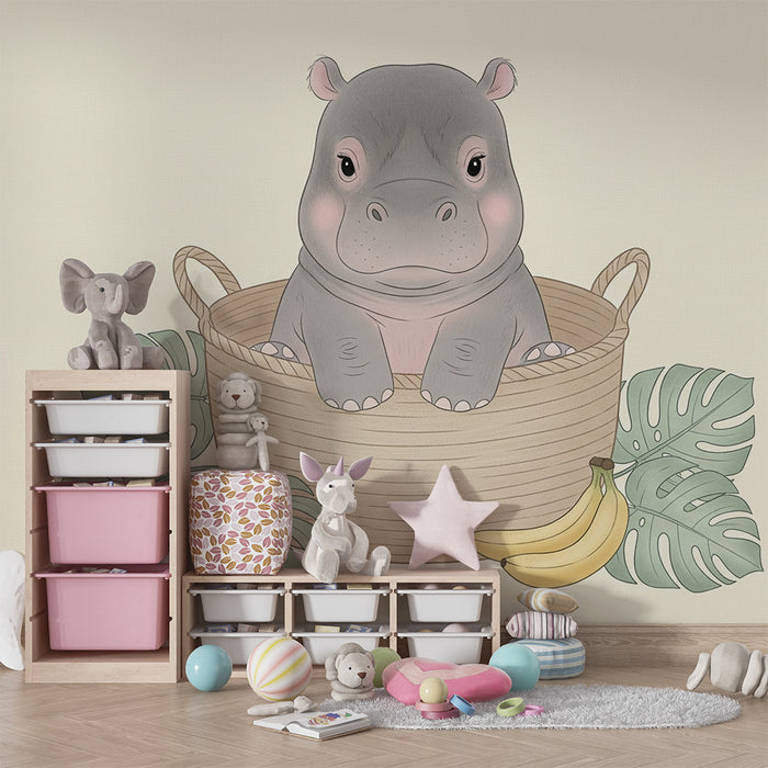 Papier de parede quarto bebê | Slonović simpatičan u košari