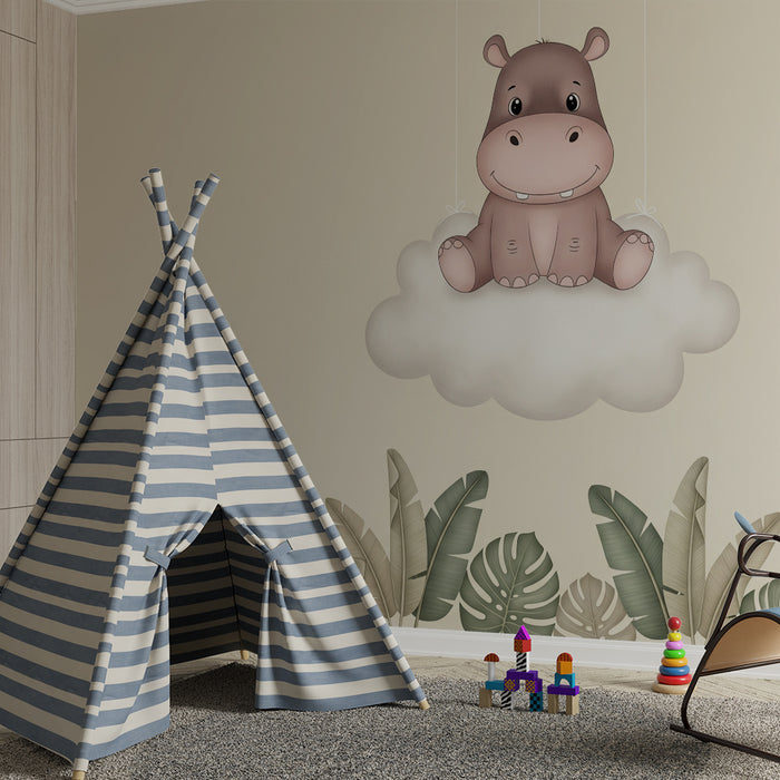 Paberi tapeet beebitoale | Armas jõehobu pilvel