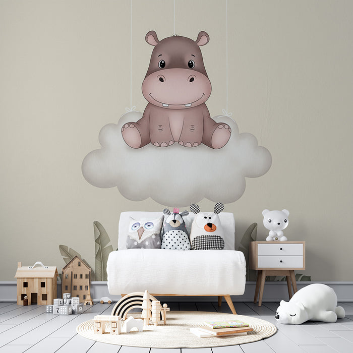 Paberi tapeet beebitoale | Armas jõehobu pilvel