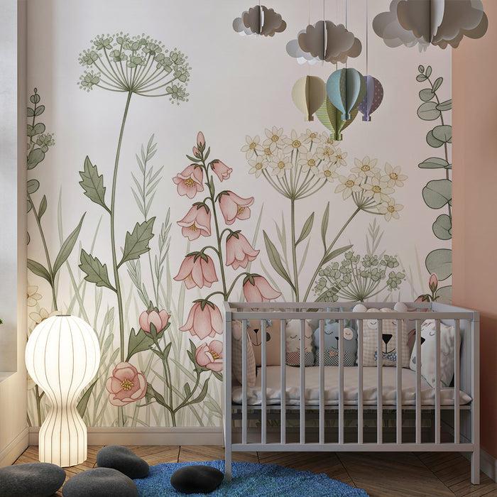 Børneværelse tapet | Delikat blomsterhave