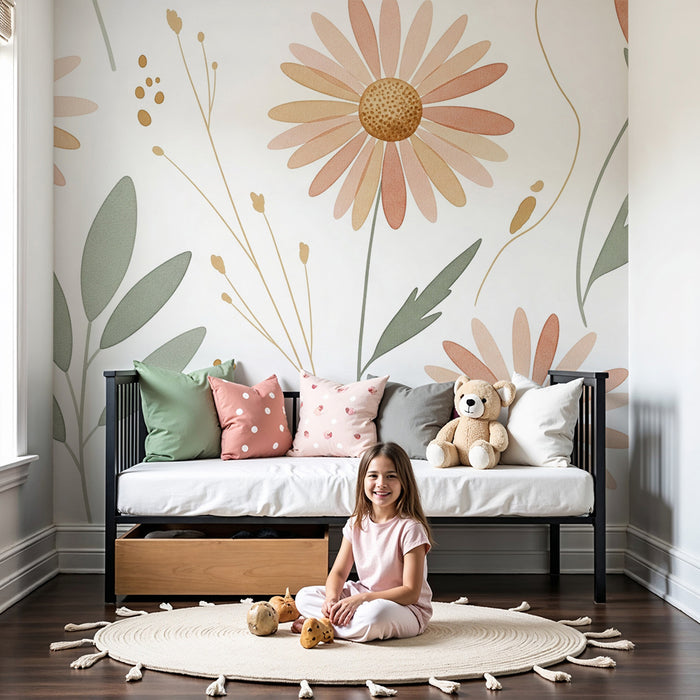 Nursery room wallpaper | Pretty flowers