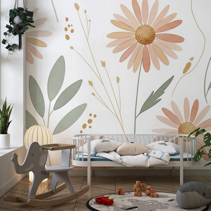 Nursery room wallpaper | Pretty flowers