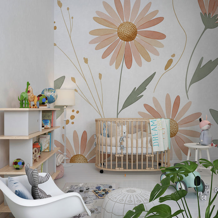 Nursery room wallpaper | Pretty flowers