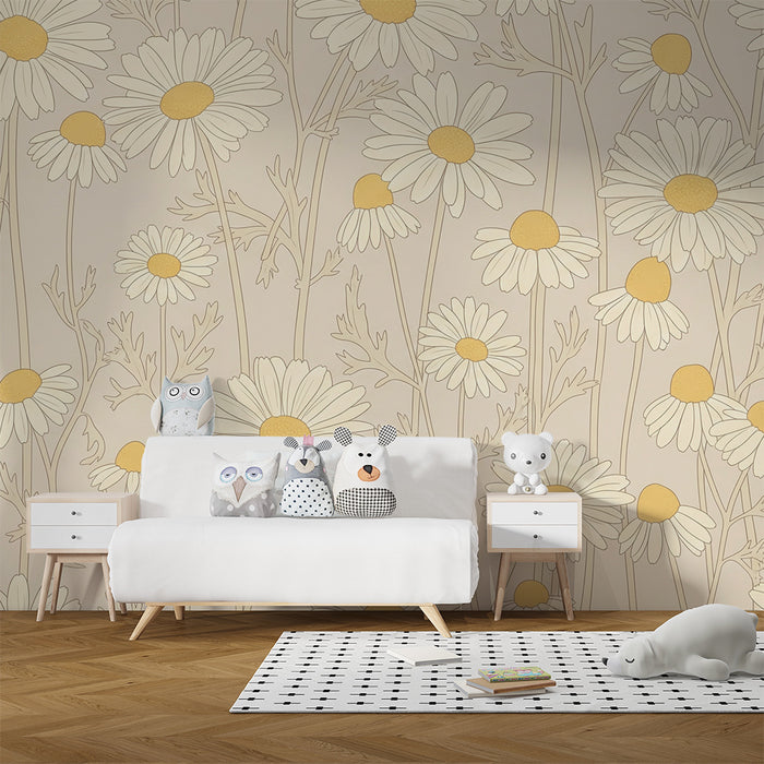 Nursery room wallpaper | Pretty blooming daisies