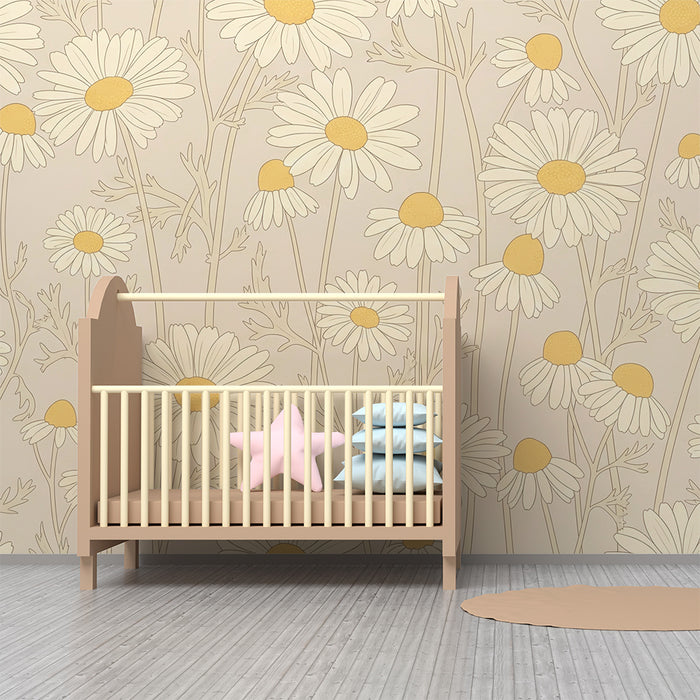 Nursery room wallpaper | Pretty blooming daisies
