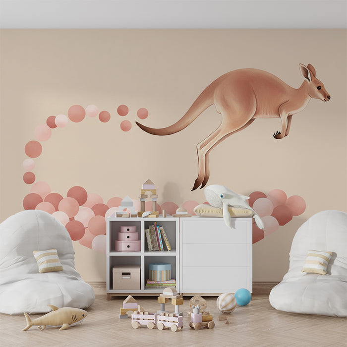 Barntapet | Känguru hoppande mitt i pastellbubblor