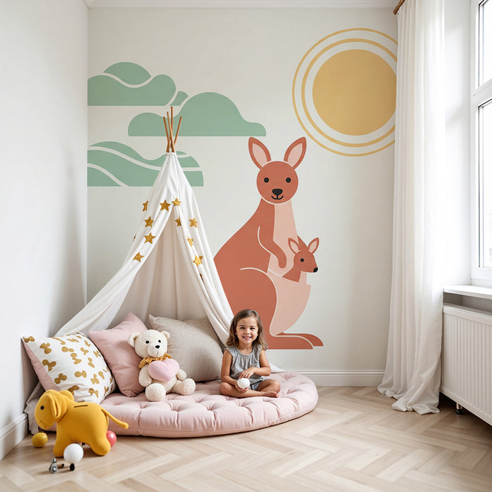 Barntapet | Söta känguruer under en strålande sol