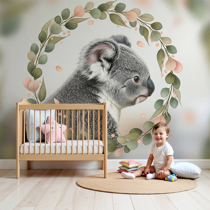 Oblazinje za otroško sobo | Ljubek koala v nežnem listju