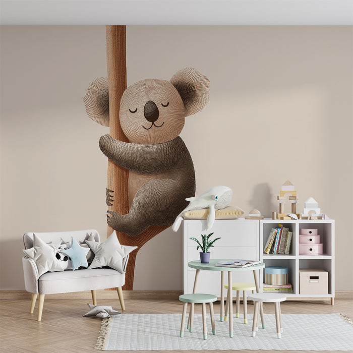 Nursery room wallpaper | Cuddly koala on a tree