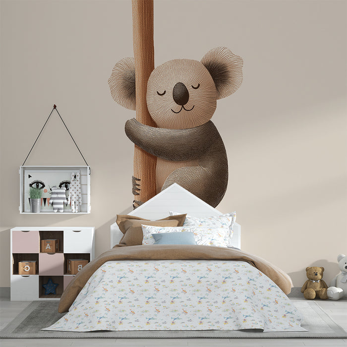 Nursery room wallpaper | Cuddly koala on a tree