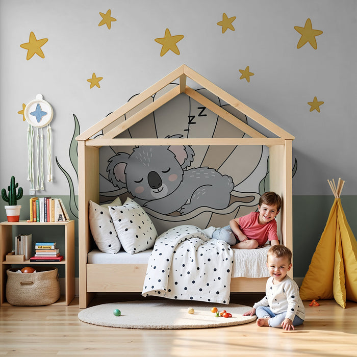 Papel pintado infantil | Koala durmiendo en una concha