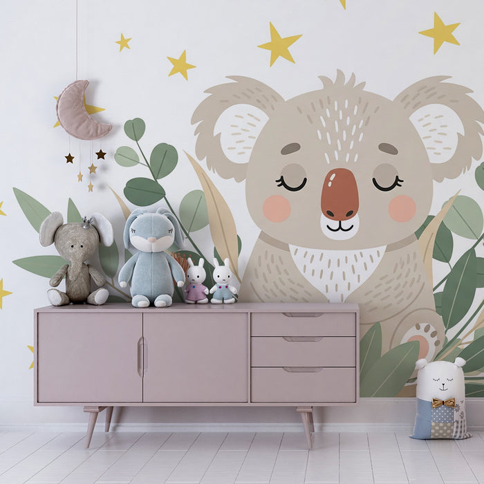 Papier peint chambre bébé | Koala endormi sous les étoiles