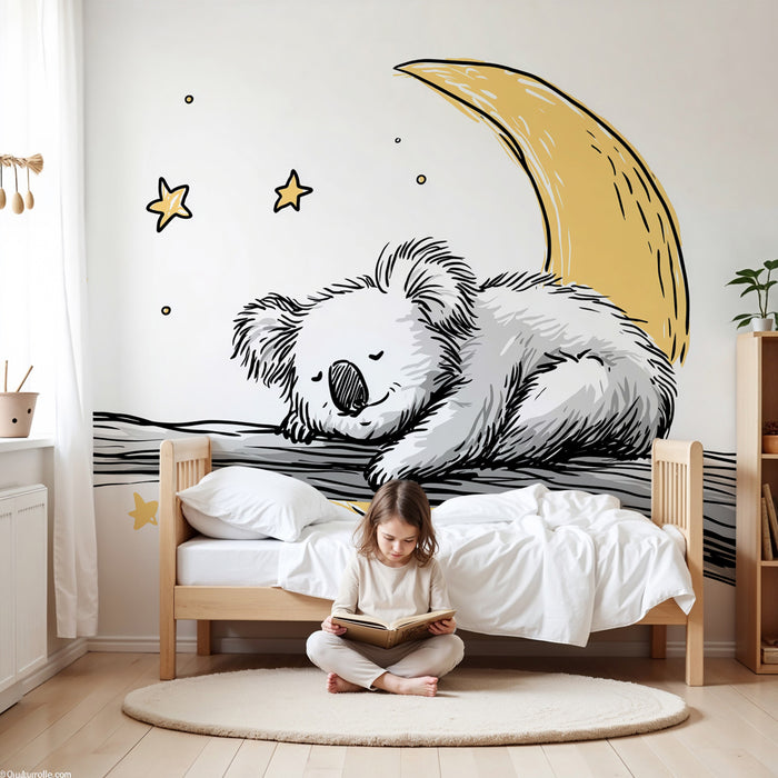 Papier peint chambre bébé | Koala endormi sous les étoiles