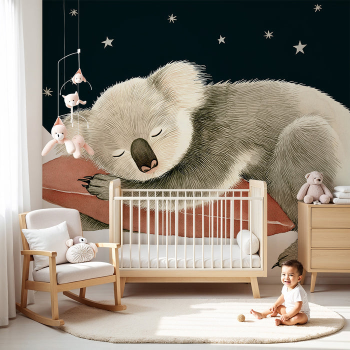 Lastenhuoneen tapetti | Uninen koala tähtitaivaan alla
