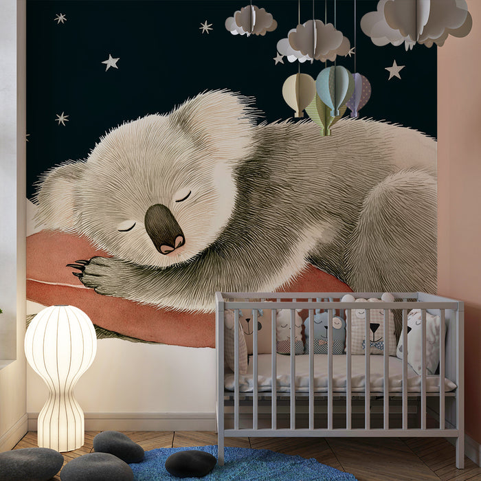 Lastenhuoneen tapetti | Uninen koala tähtitaivaan alla