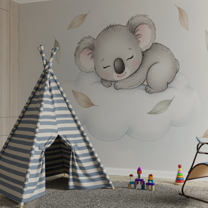Papier peint chambre bébé | Koala endormi sur un nuage