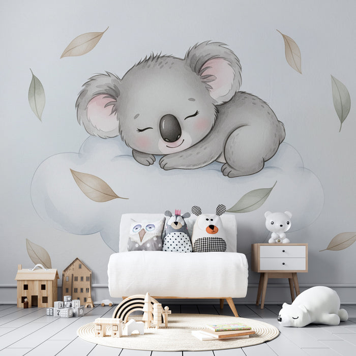 Papier peint chambre bébé | Koala endormi sur un nuage