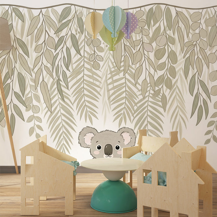 Nursery room wallpaper | Koala and soft foliage